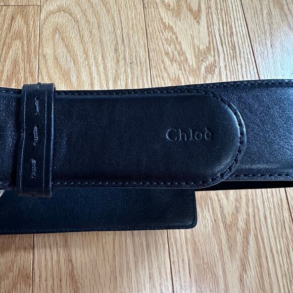Chloe Black Leather Belt with Large Moveable Panel Size Small main image 8